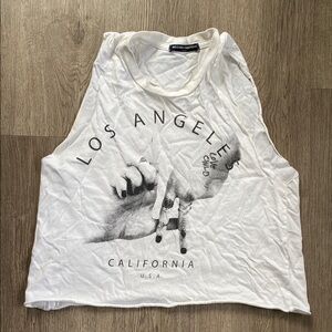 Brandy White Graphic Muscle Tee Crop